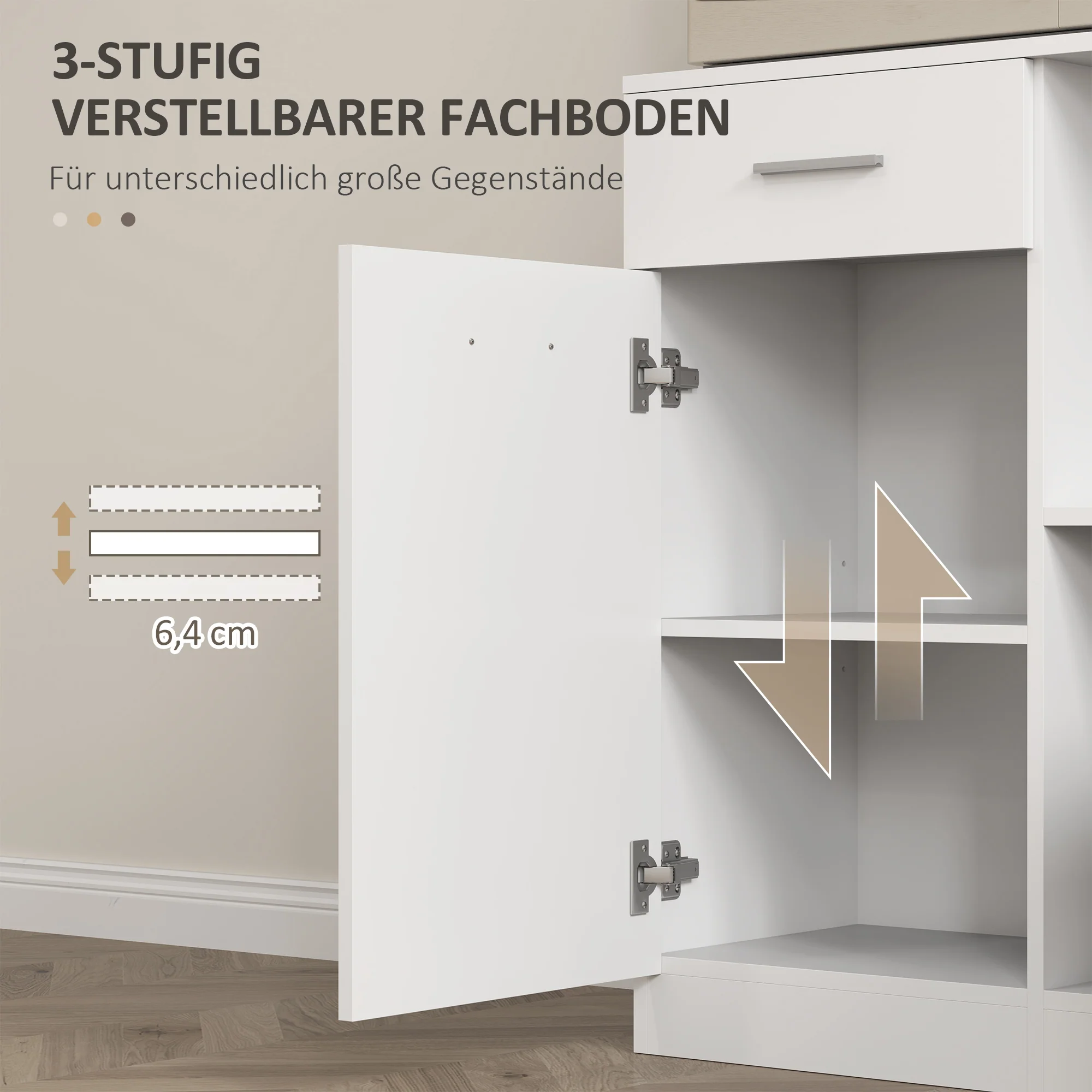 HOMCOM Buffetkast met Lade, Soft-Close Deuren, 80 x 35 x 180 cm - Wit