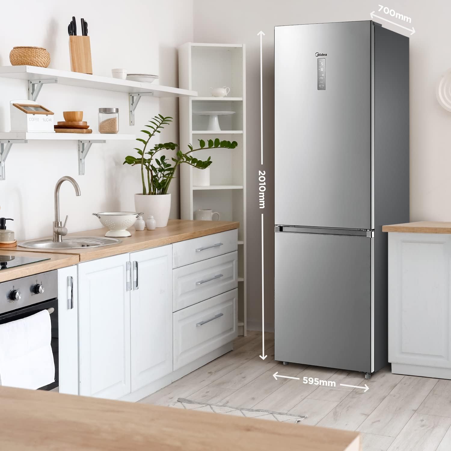 Midea MERB276FGE02A Fridge/Freezer Combination, 180 cm Height, NoFrost, Double Control, Super Cooling Function, 219 kWh per Year, Fridge Capacity 199 L, 71 L Freezer Capacity