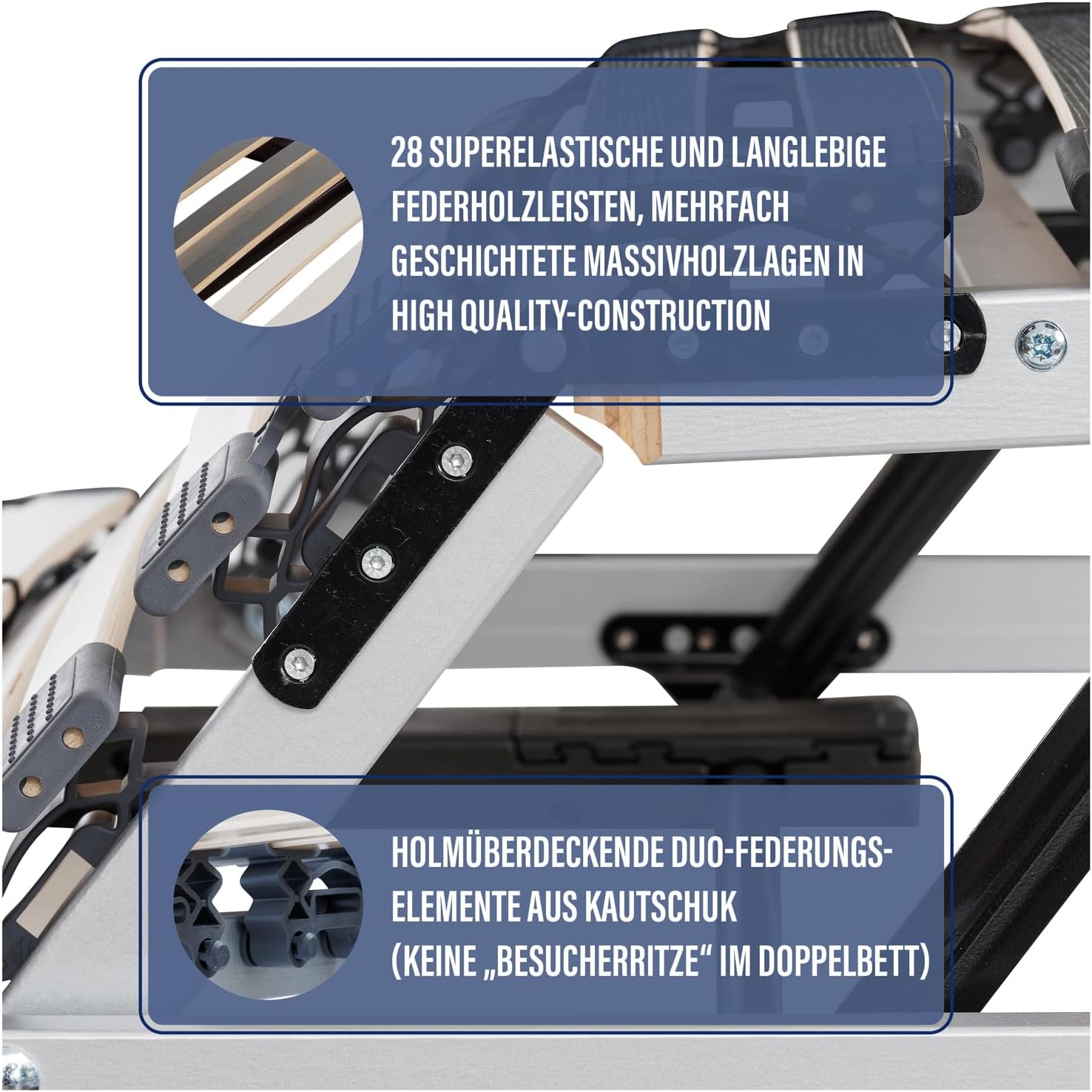 BeCo Lattenrost, Luxus E-Move, elektrischer Lattenrost, 100 x 200 cm, 28 Federholzleisten, komplett montiert, Kopf-und Fußteil verstellbar, TÜV geprüft, Made in Germany