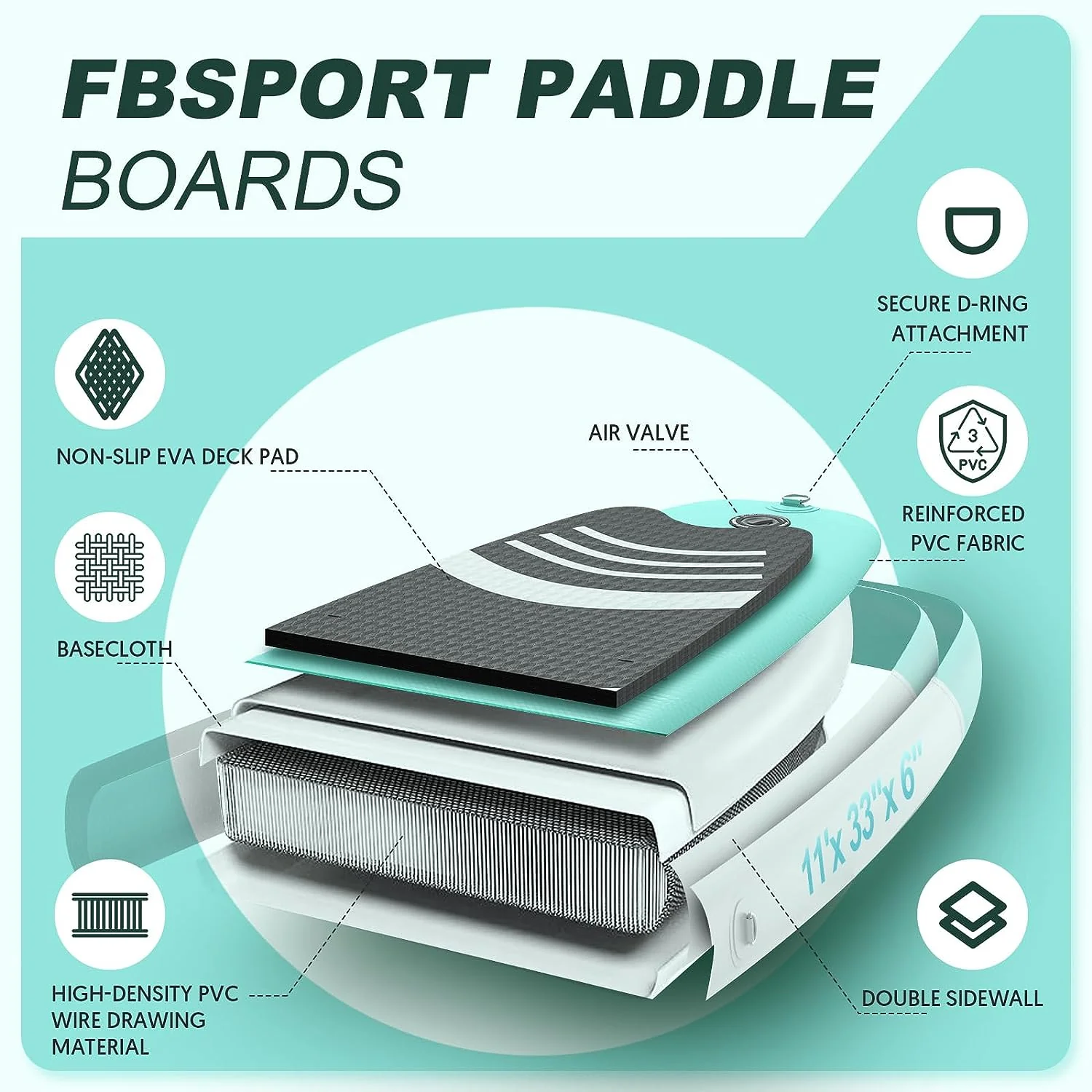 Premium-Stand-Up-Paddle-Board, Yoga-Board mit strapazierf?higem SUP-Zubeh?r und Tragetasche | Breiter Stand, Surf-Kontrolle, rutschfestes Deck, Leine, Paddel und Pumpe f��r Jugendliche und Erwachsene