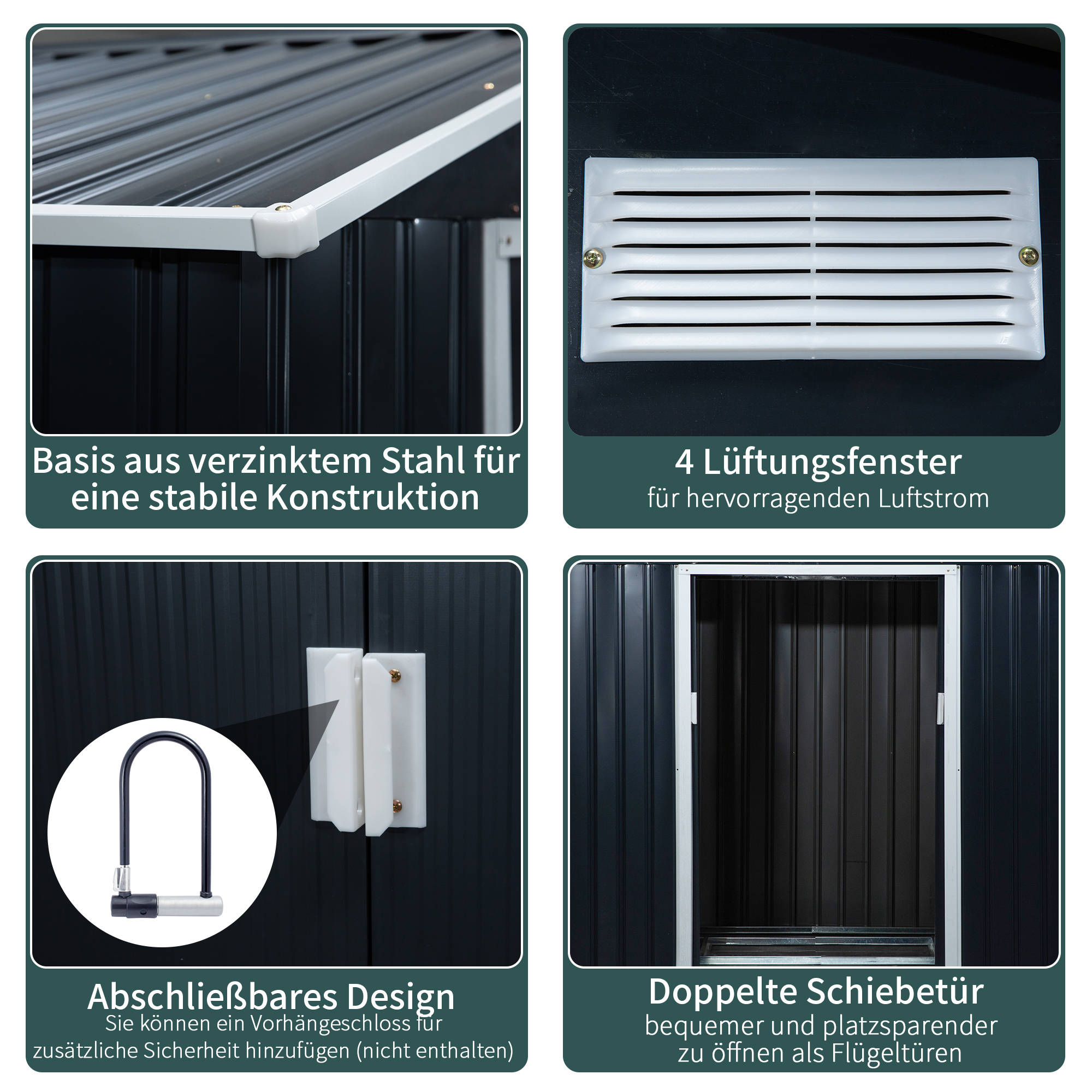 Gereedschapschuur Tuinschuur Metaal kolengrijs