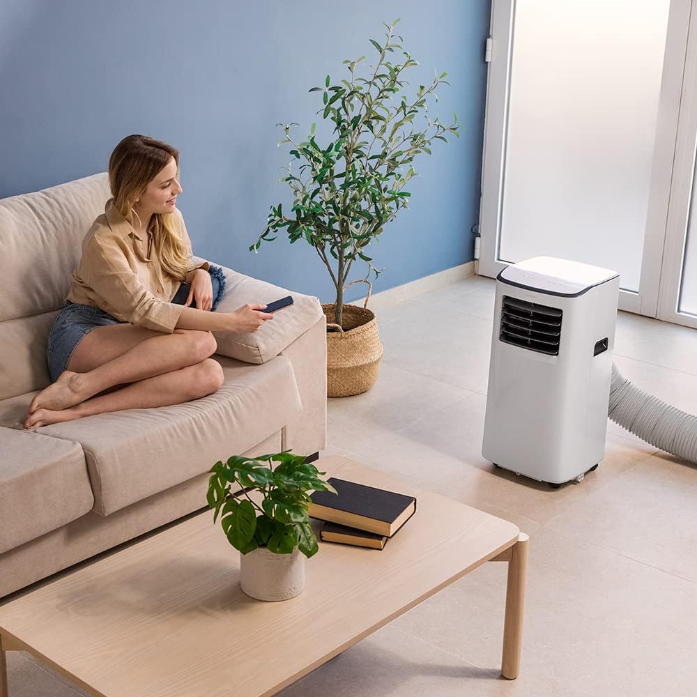 Cecotec Tragbare Klimaanlage mit Fernbedienung ForceClima 7100 Soundlos. 7000 BTU, Soundless Technology, LED -Bildschirm, 4 Modi, 2 Geschwindigkeiten, Abdeckung von bis zu 15 m2