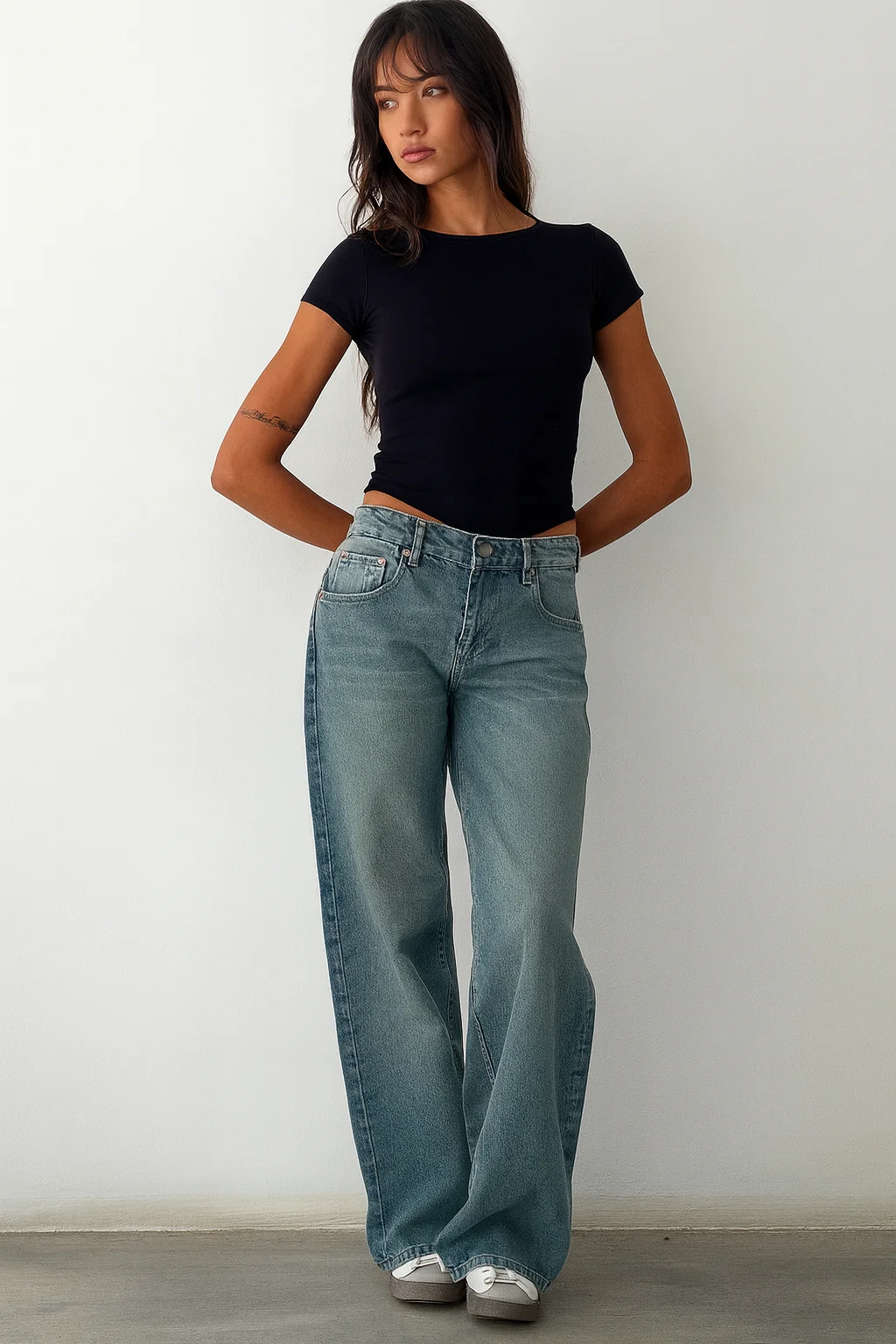Mid Waist Wide-Leg Damenjeans in 4 Farben