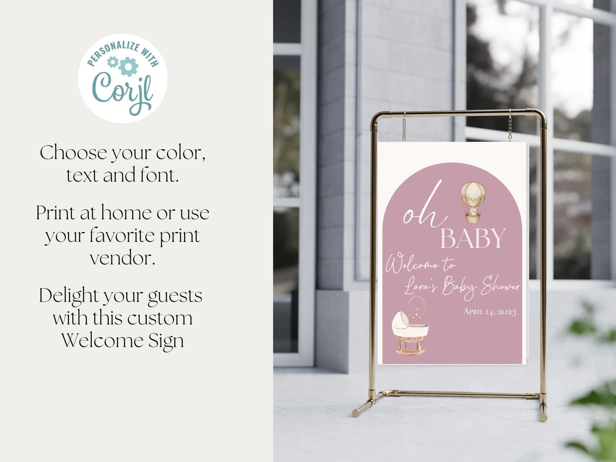 Minimalist Baby Shower Welcome Sign, Custom Welcome Sign for Baby Shower, Baby Shower Welcome Sign Template Oh Baby