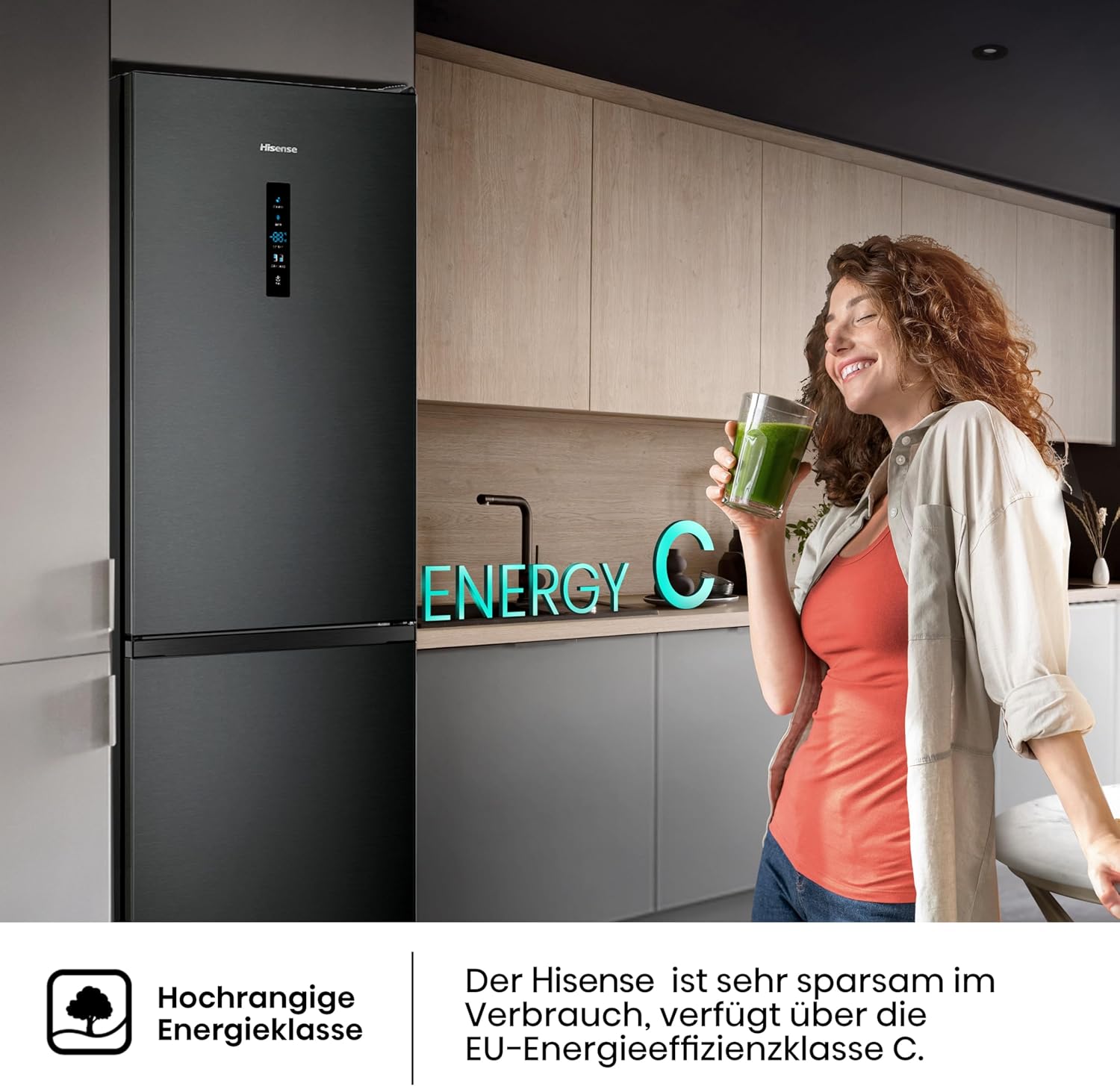 Hisense RB327N4AD2 Kühl-Gefrierkombination/ NoFrostPlus/ Multiflow 360°/ HolidayMode/ FreshZone/ 182,4 cm/ Kühlteil 171 l/ Gefrierteil 85 l/ 41 dB/ 287 kWh/ Jahr/ Edelstahl-Look