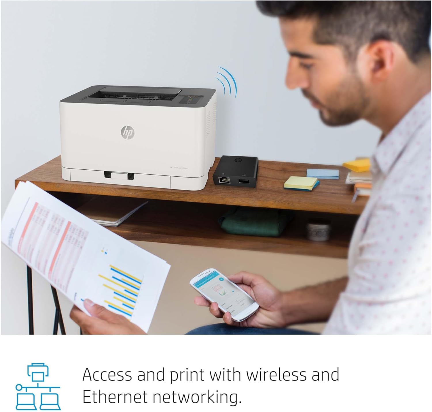 HP Color Laser 150nw Farb-Laserdrucker (Drucker, USB, LAN, WLAN),weiß-grau