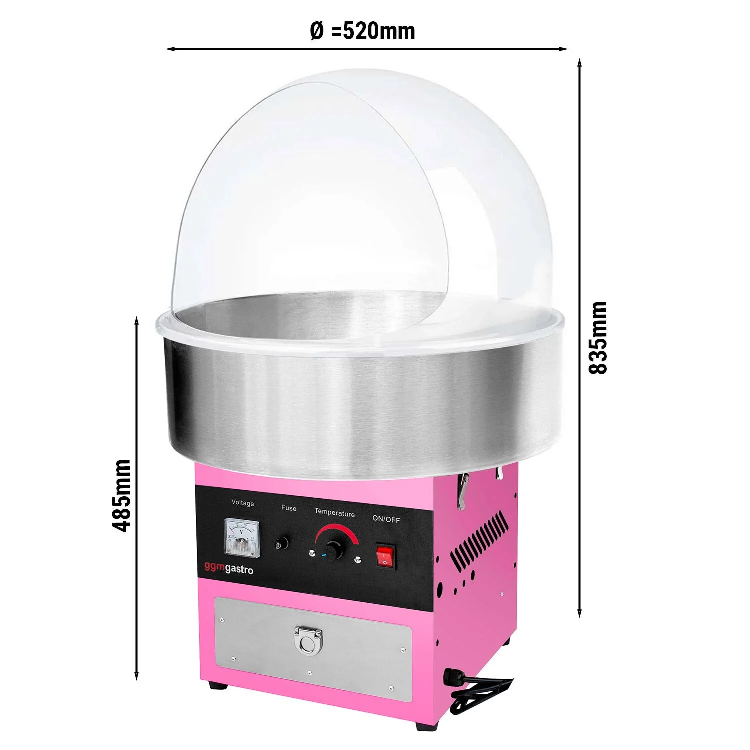 Sukkerspinnmaskin - ? 520 mm - 950 W - rosa - inkl. hygienebeskyttelse