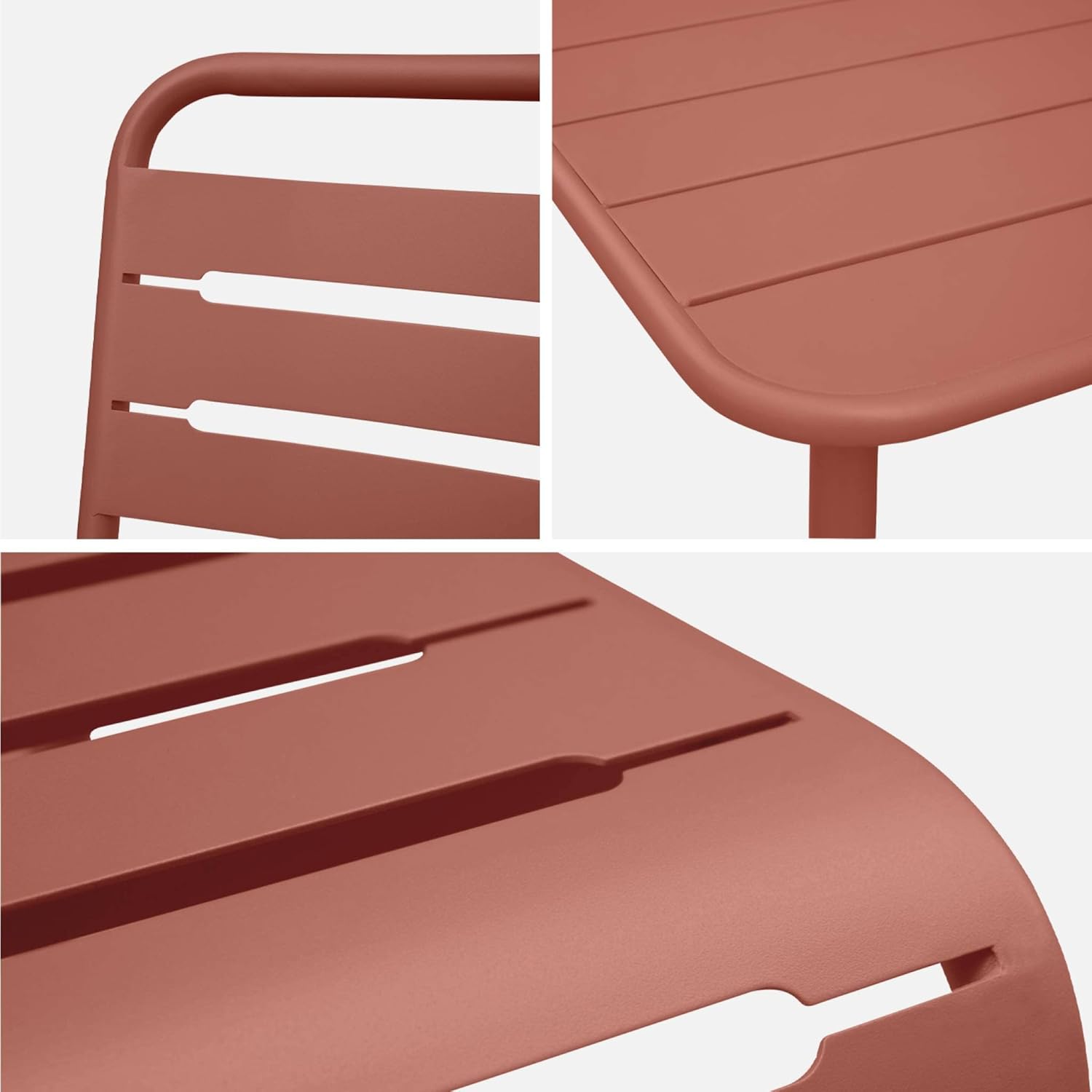 sweeek - Gartentisch und 4 Stühle aus Stahl, 120x70xH72,5 cm - Amelia