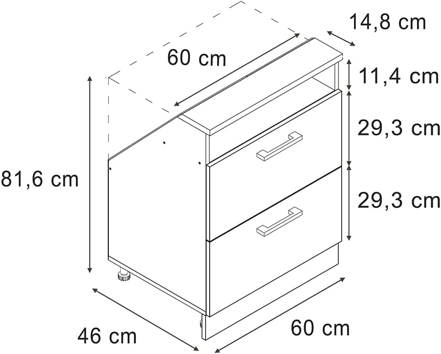 Vicco Dachschrägenschrank Rion, Weiß Hochglanz/Weiß, mit 2 Schubladen