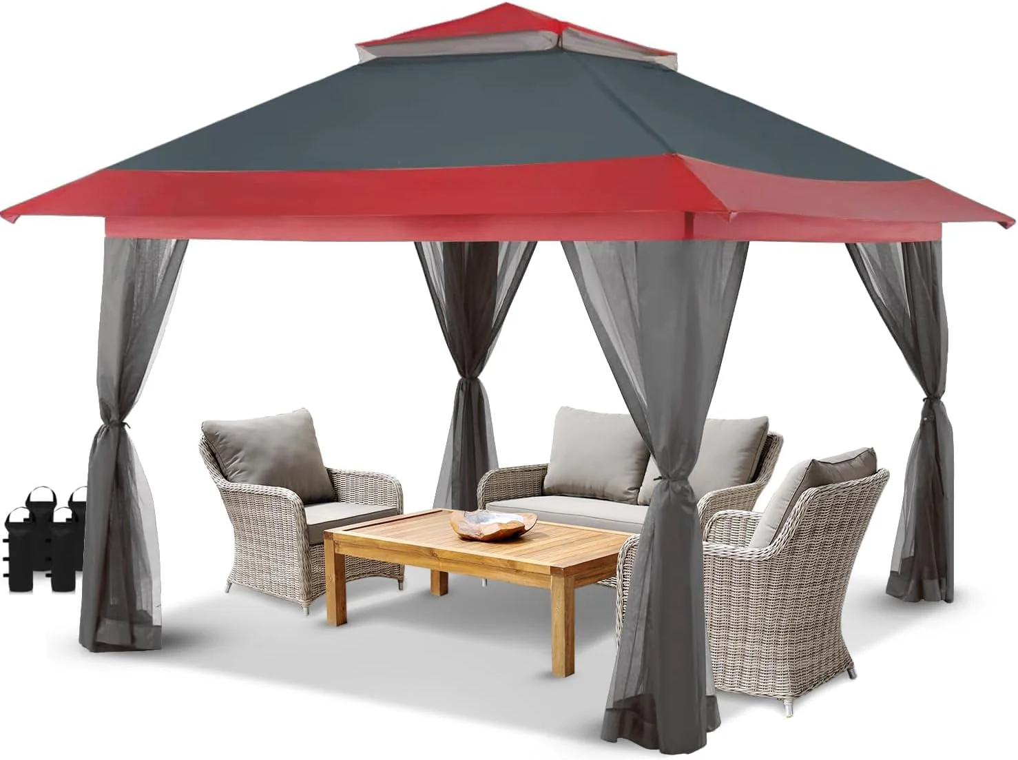 CROWN SHADES 13x13 Pop Up Gazebo. Canopy Tent. Gazebos on Clearance - Outdoor Gazebo for Backyard & Patio Furniture - Carpa Pop Up Tent with Wheeled STO-N-Go Cover Bag (White)