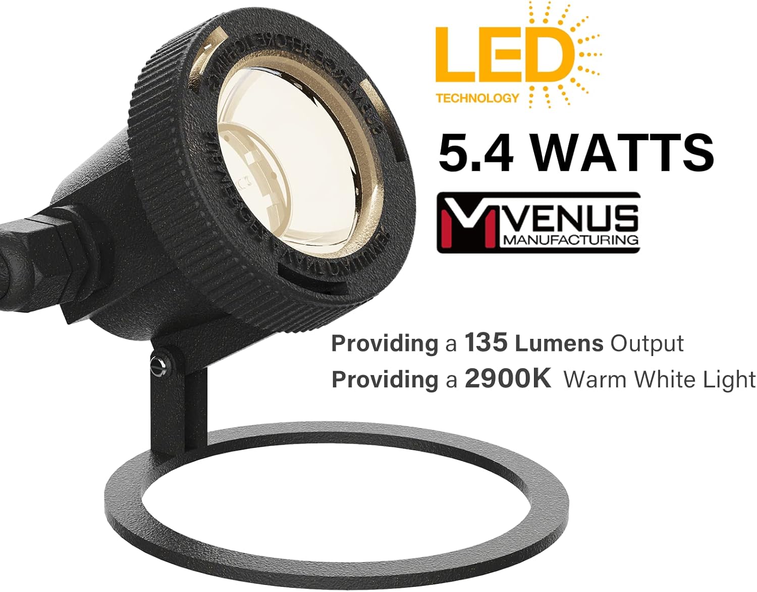 VENUS MANUFACTURING 2 Stück Niedervolt-LED-Teichlicht 135 Lumen 12 V Unterwasser tauchfähig 2900 K warmweiße Lichter Schwarz Wasserfall Pool Brunnen Licht für Haus Pool Garten Landschaft Beleuchtung