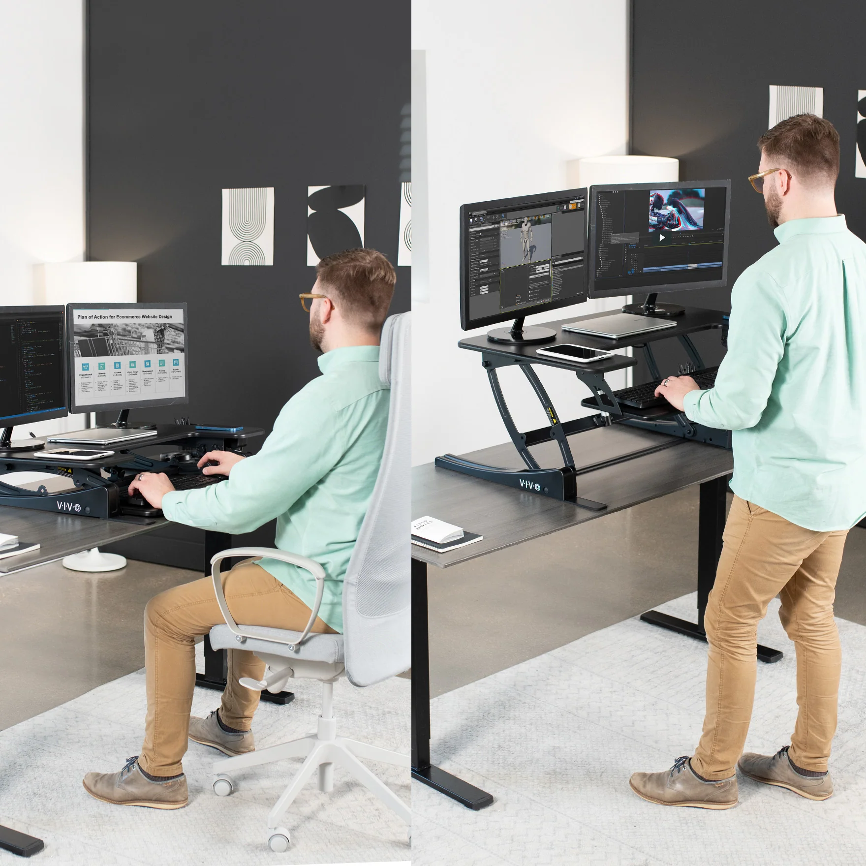 Elektrische Bureau Converter van 36�� �C Ergonomisch Zit-Sta Werkstation met Soepele Hoogteverstelling