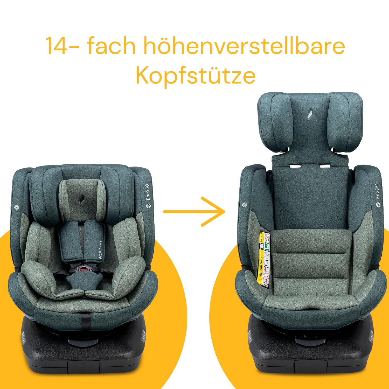 Osann Eno360 i-Size, drehbarer Kindersitz 40-150 cm, Reboarder mit Isofix, Baby Autositz – Dark Grey Melange