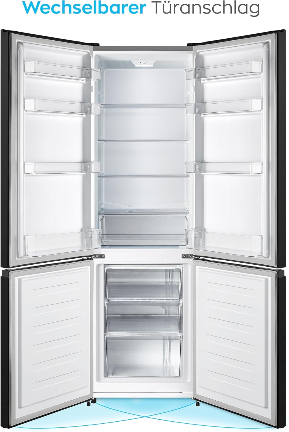 Heinrich´s Kühlgefrierkombination 269 Liter, Kühlvolumen 198L, Gefrierfach 71L,LED Beleuchtung,Kühlschrank Türanschlag wechselbar, leise 39dB,große Tiefkühlboxen, 7 Temperaturstufen, (inox-schwarz)