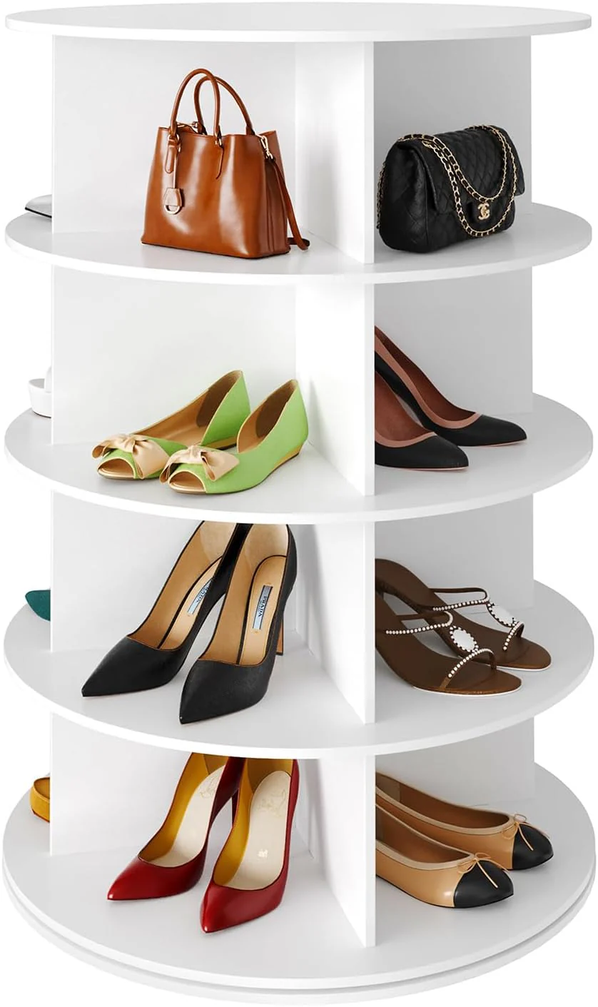 SpaceAid 7 Tier Rotating Shoe Rack Tower, Spinning Shoe Display Lazy Susan