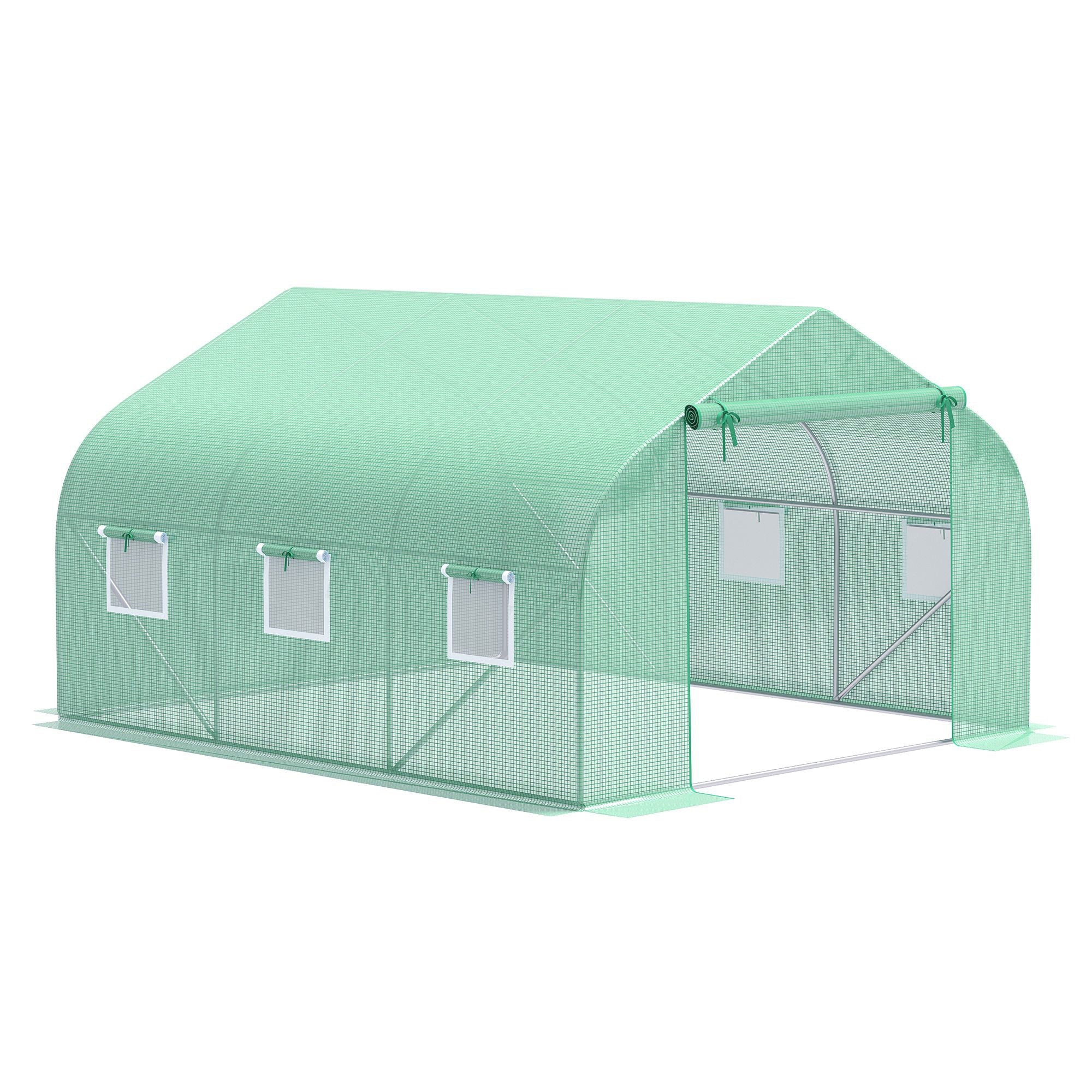 Outsunny Tunnelkas Kas UV-bestendig Roldeur Ventilatie