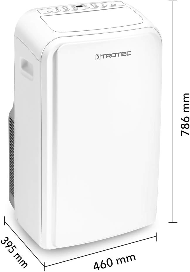 TROTEC PAC 2100 X mobile Klimaanlage 3-in-1 Kühlung, Ventilation, Entfeuchtung Monoblock-Klimagerät 2 kW 7.000 BTU/h für Raumgrößen bis 26 m² und 65 m³ 2 Ventilationsstufen