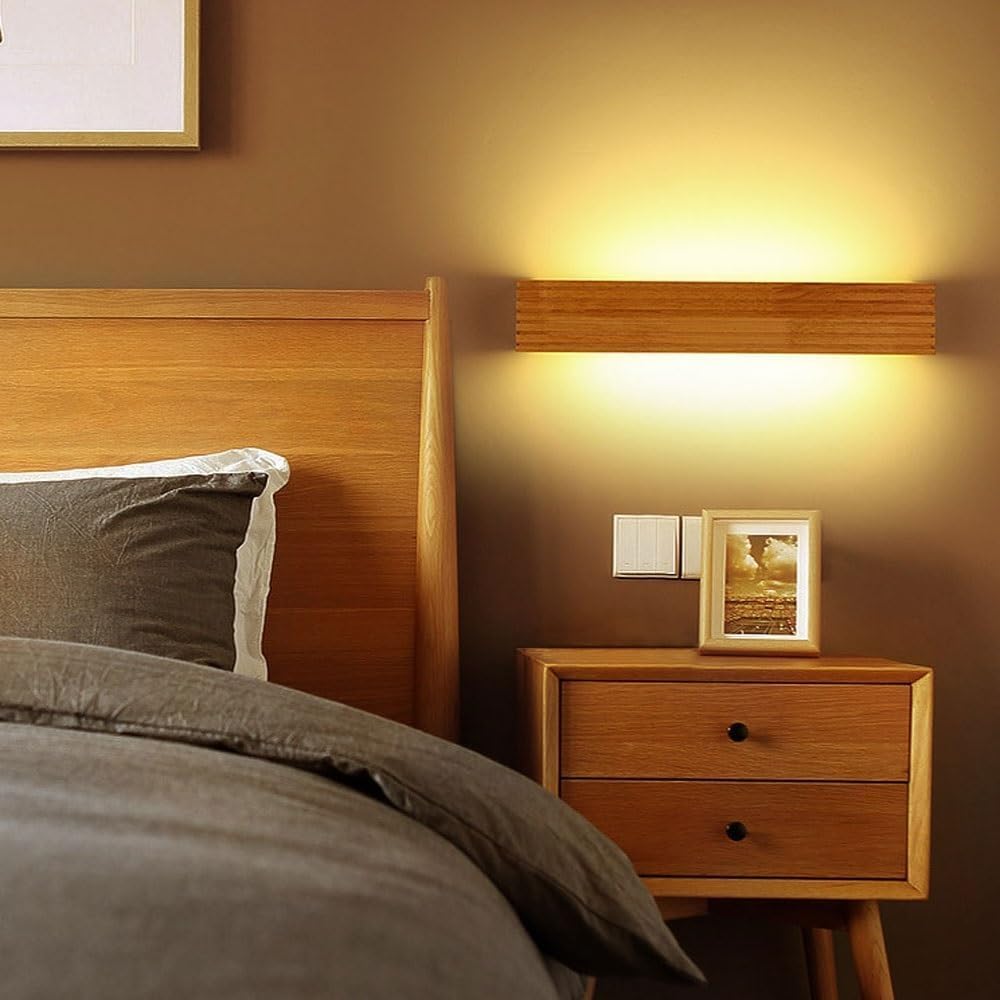 Japanische LED-Wandleuchte aus Massivholz, nordisch-modern, warmweißes Licht, Spiegelwandleuchte, Holz-Schminktischleuchte für Badezimmer und Schlafzimmer