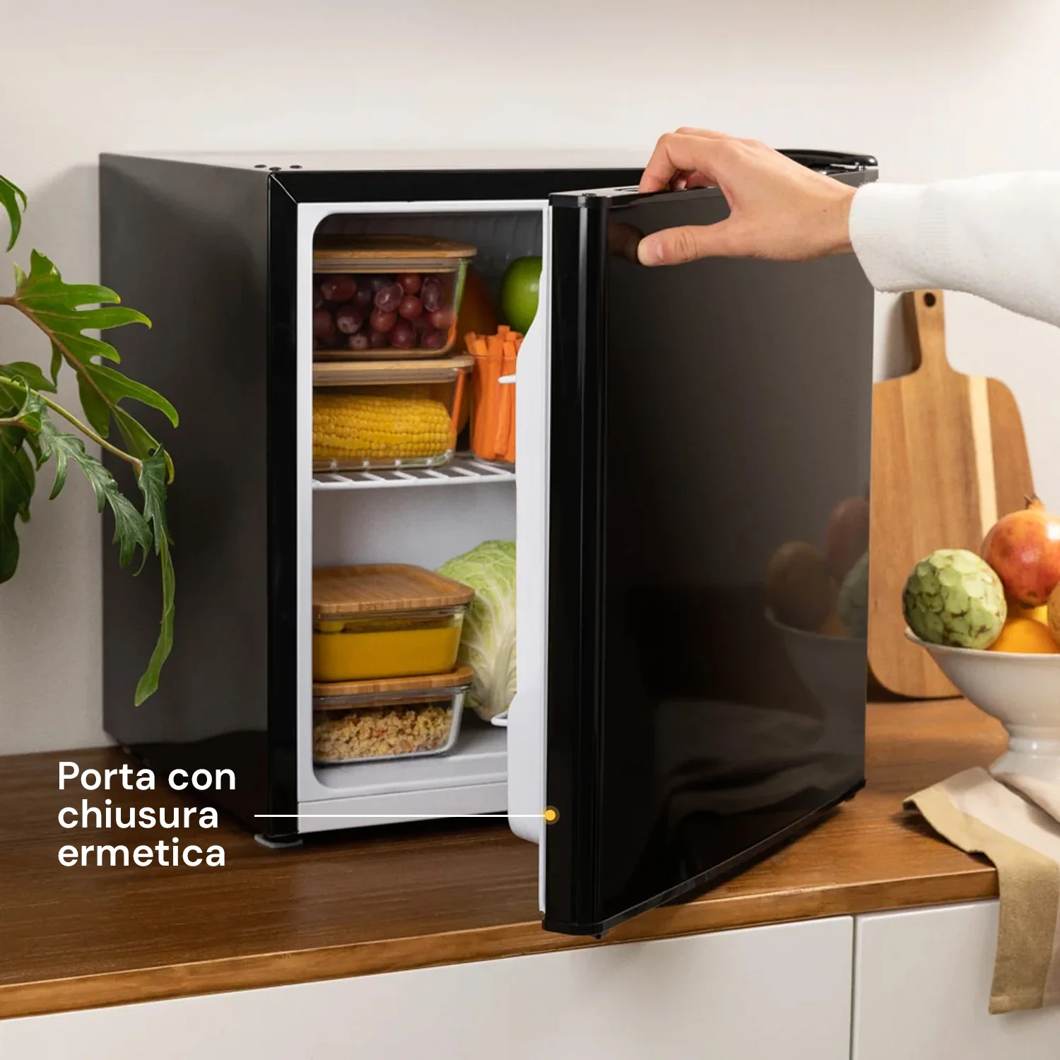 Mini Frigo In Metallo - 48l Con Freezer 5l 85w Nero
