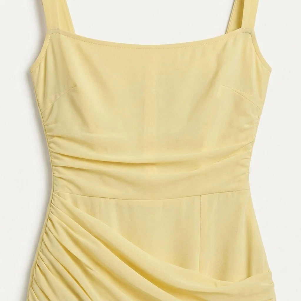 Damen Maxikleid mit Carr��-Ausschnitt und Raffung | Bodenlanges Abendkleid f��r Hochzeitsg?ste und festliche Anl?sse