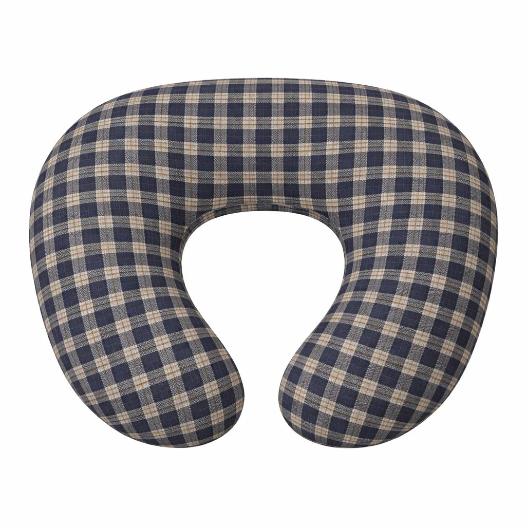 Blue Plaid Ruffle Nursing Pillow Cover