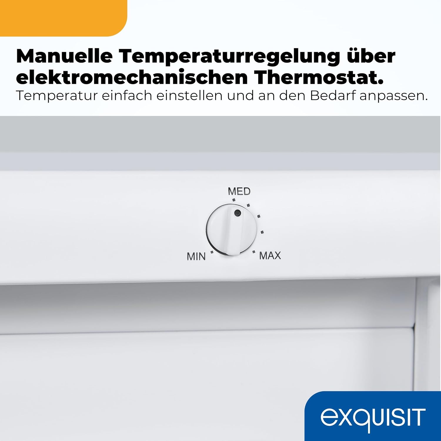 Exquisit Gefrierschrank | 91 l Nutzinhalt, Energieeffizienzklasse E, 40 dB(A) | kompakte Bauform, 4-Sterne-Gefrieren, manuelle Temperaturregelung, wechselbarer Türanschlag | GS512-040E weiss