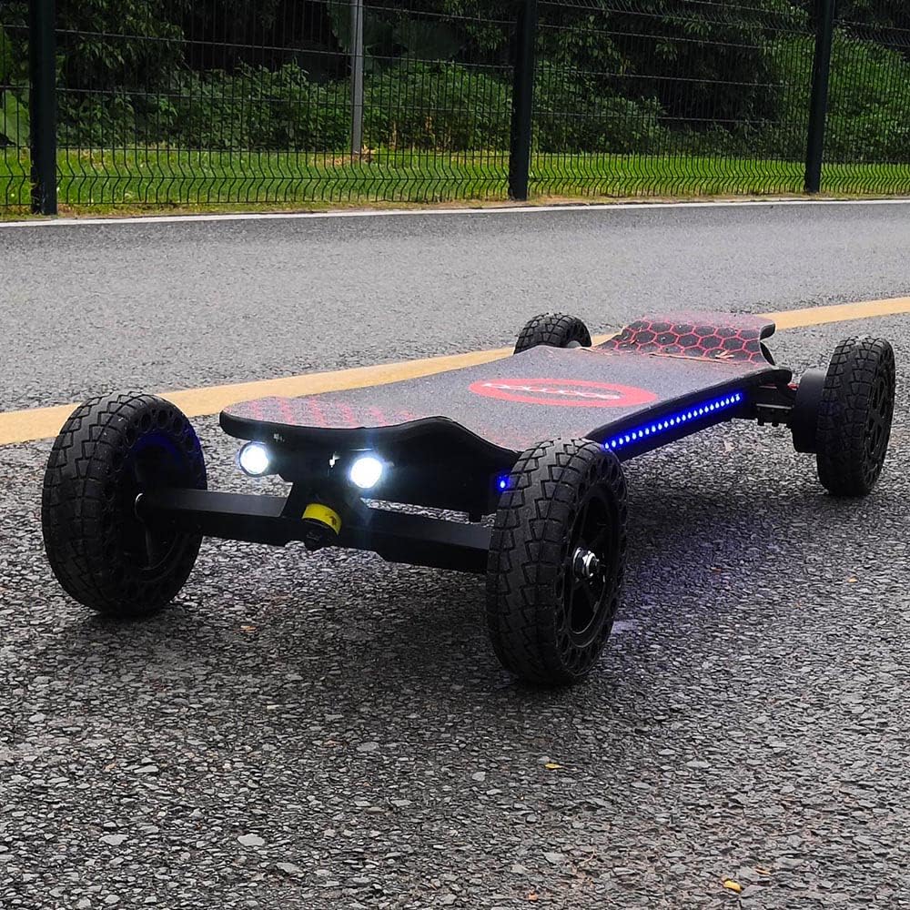 Electric Skateboard 4000 Watts | 12S3P | 35 mph | 22 Mile Range | 6��� Wheels | Cool Lights | �C Black