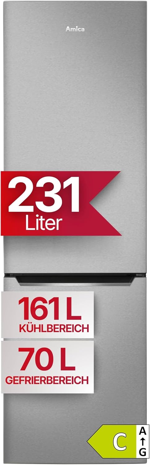 Amica Kühl Gefrierkombination freistehend Total NoFrost 170 x 54 x 59,1 cm 231 l Nutzinhalt VitControlPlus FreshZone elektronische Steuerung - Edelstahloptik