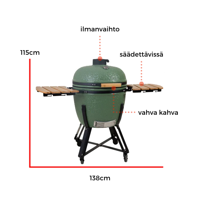 Kobe Kamado Holzkohlegrill Professional XXL, 26, 138x87x115cm