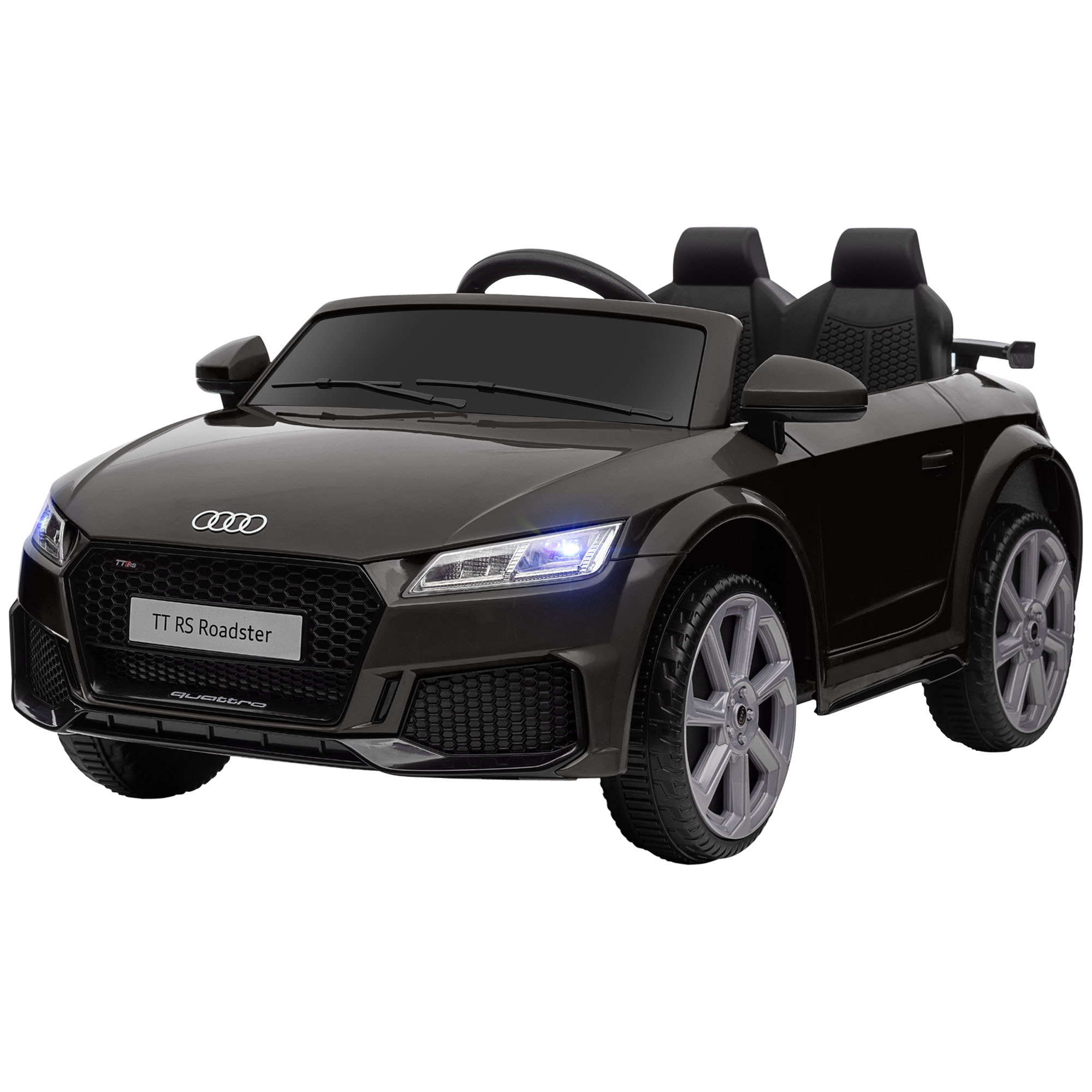 Kinder-Elektrische Auto, Audi TT RS Roadster, 3 km/u, Afstandsbediening, LED, USB, Zwart