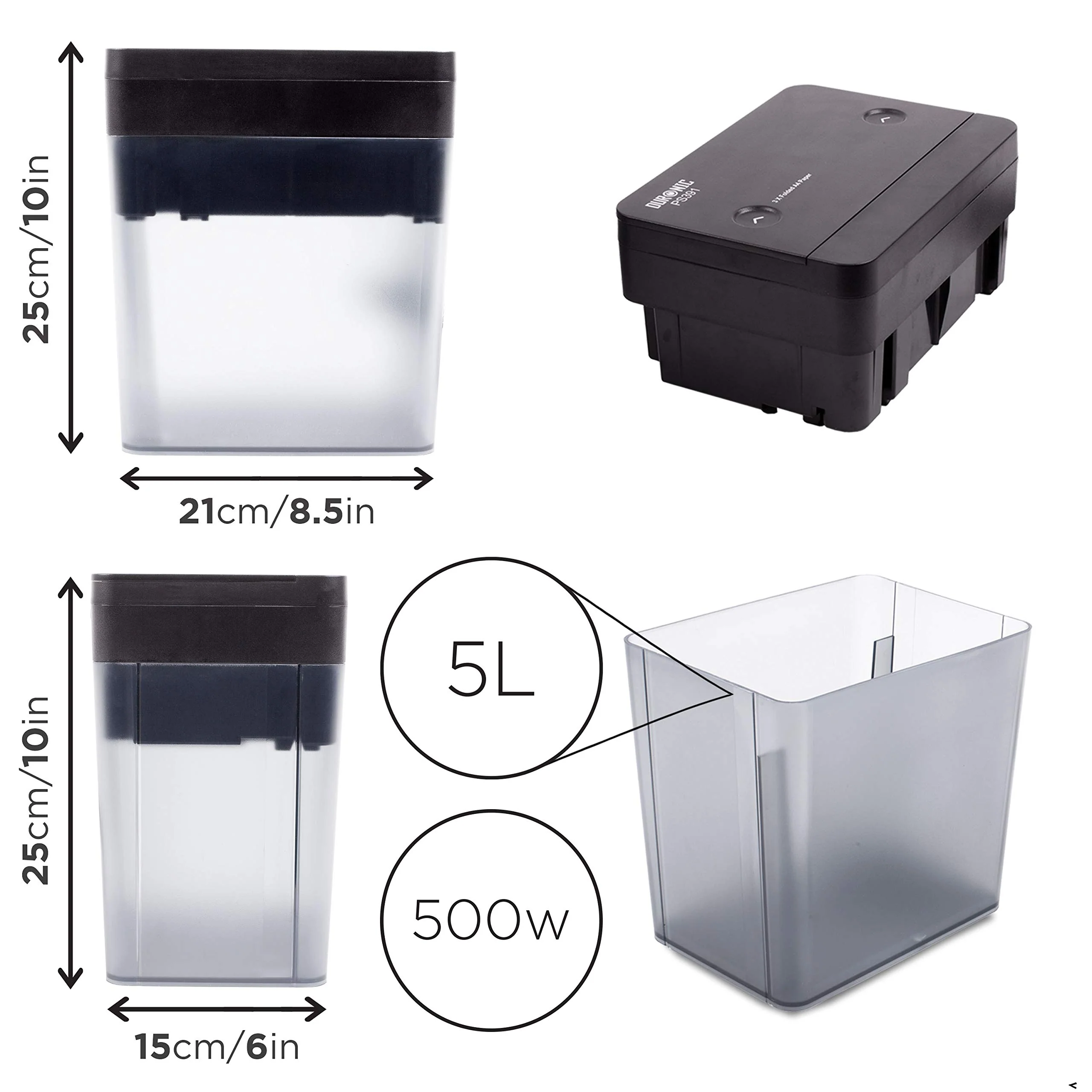 Duronic Micro Cut Papiervernietiger PS391, versnipperd 3 vellen, krachtige mini-papierversnipperaar, kleine elektrische papierversnipperaar voor thuiswerken, versnipperd papier, creditcards, enveloppen, documenten �C zwart, P4