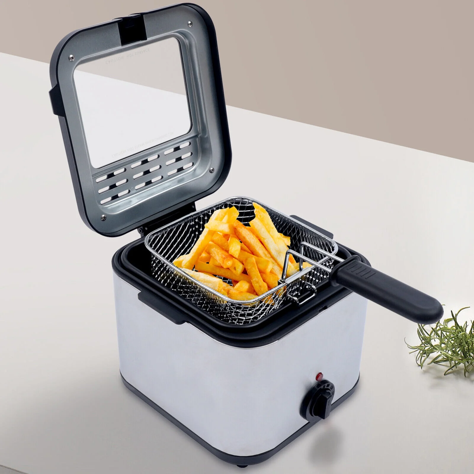 2025 Compacte Frituurpan van 1000W en 2,5L met Mand, Transparant Venster en Olie-afvoerhaak