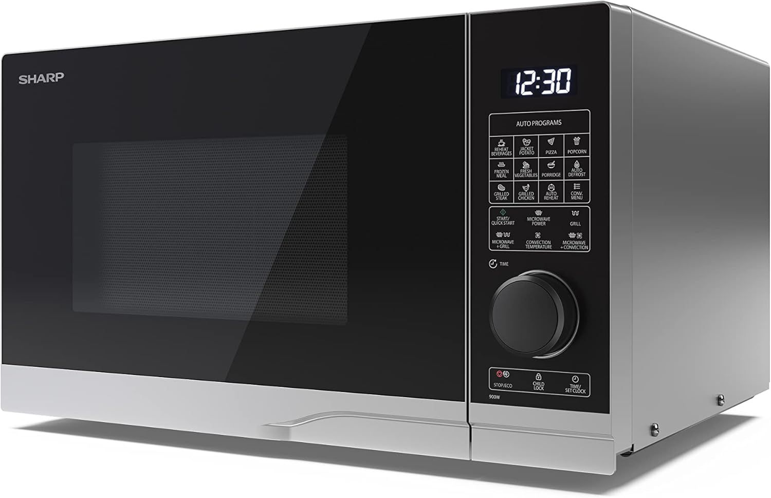 SHARP 28L 900W Microwave Oven with Grill & ECO Mode - Silver