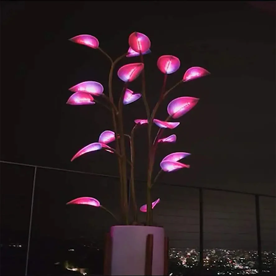 LED Zimmerpflanze mit 500 programmierbaren Lichtmodi | App-gesteuertes Ambiente Stimmungslicht f��r moderne Inneneinrichtung
