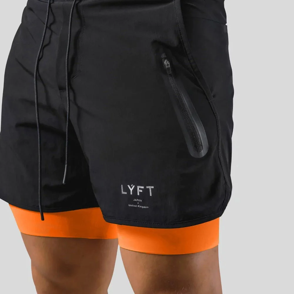 Herren Gym-Shorts �C 2-in-1 Design mit Kompressions-Innenhose