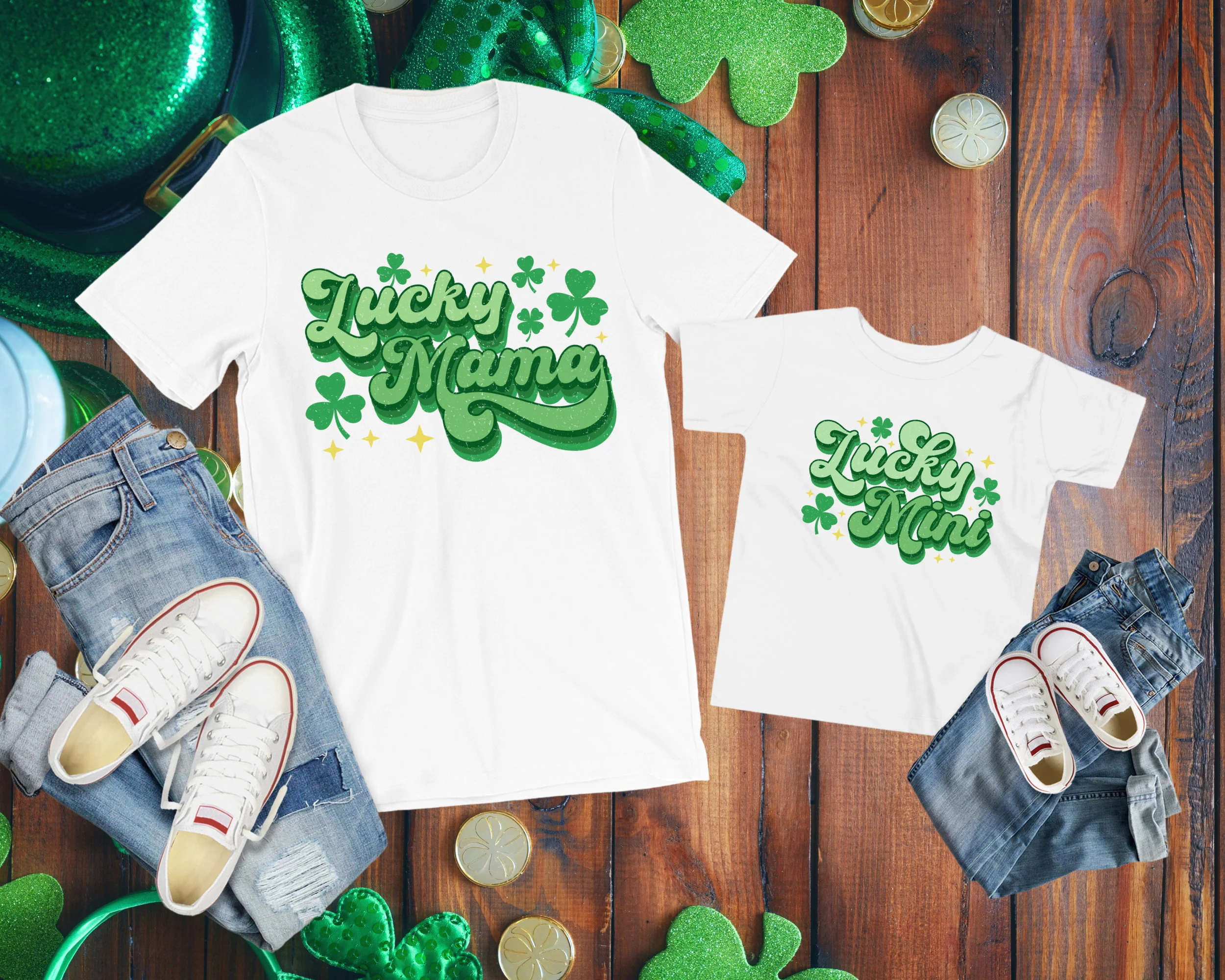 St. Patrick's Day Mama Mini Matching Shirts, St Patricks Day Family Shirts, St Patty Family Shirts, Mommy and Me, Lucky Mama, Lucky Mini