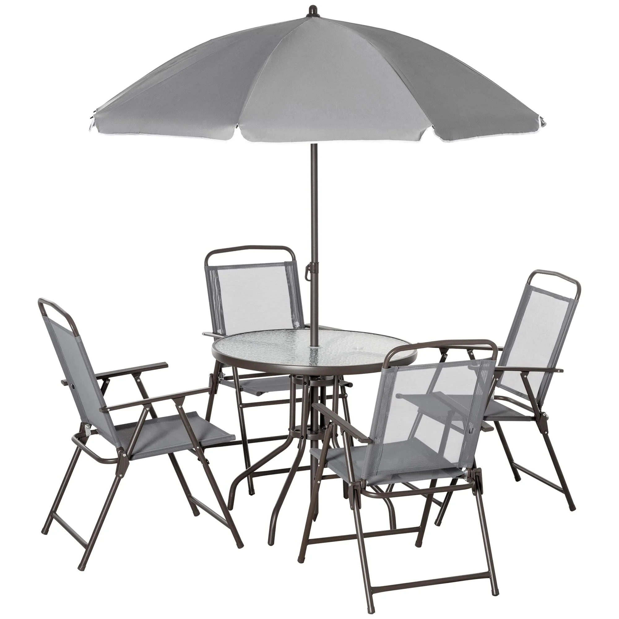 Outsunny 6 Piece Patio Dining Set for 4 with Umbrella