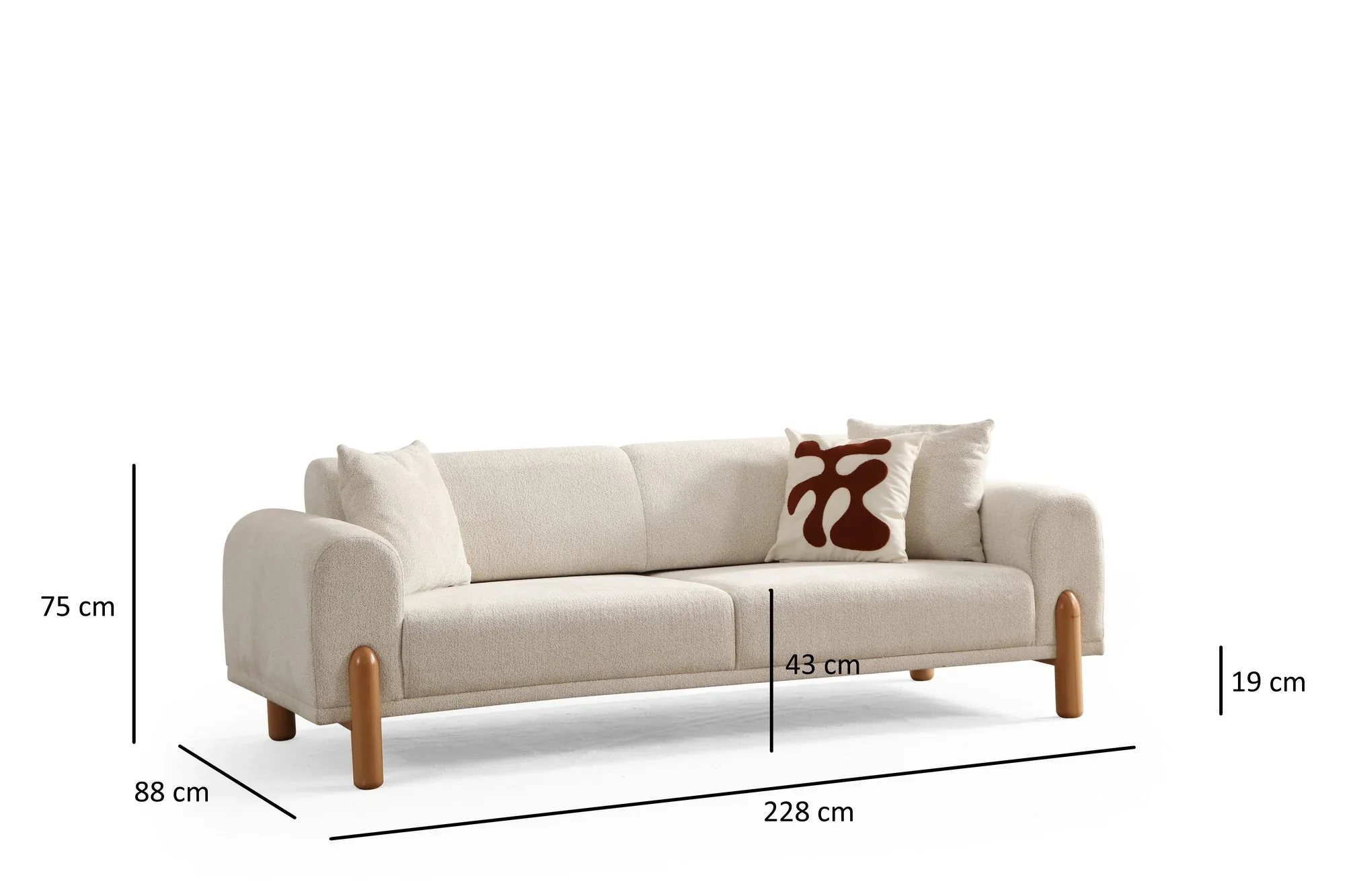 Lyke 3 Sitzer Bettsofa - Sahne