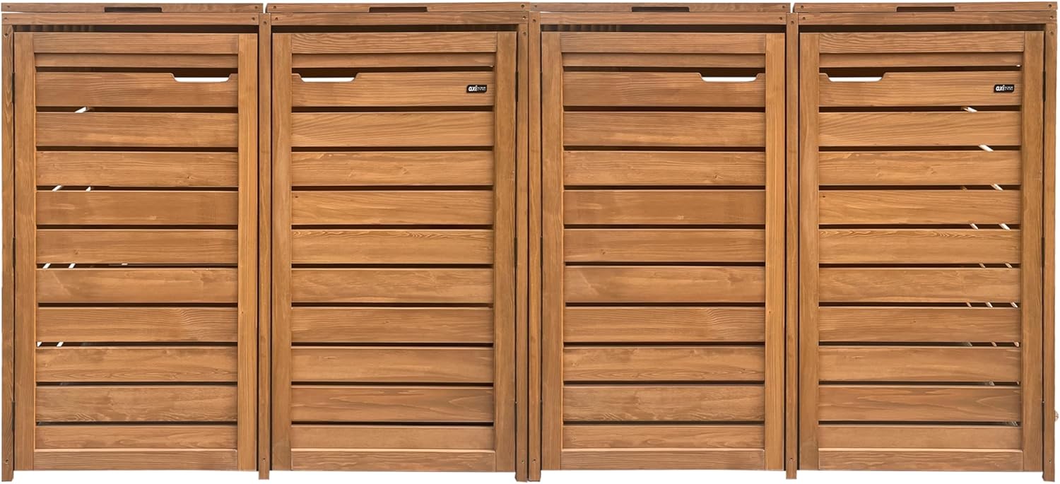 AXI Lex Mülltonnenbox Holz Braun | Mülltonnenverkleidung mit Deckel für 4 Tonnen - 240-960L | Müllbox/Aufbewahrungsbox für Mülltonnen