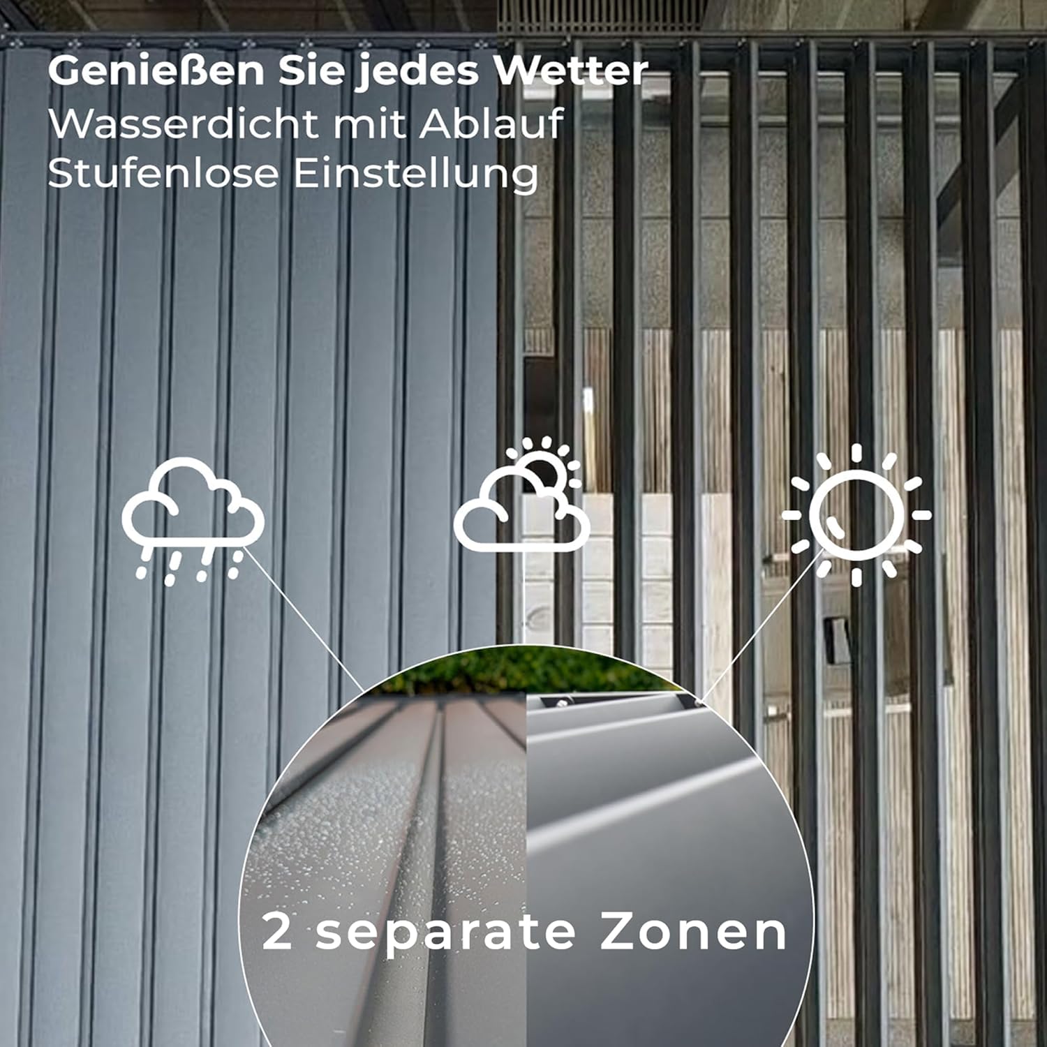 Lamellen Pergola Bioclimatic Aluminium | Pavillon verstellbares Lamellendach 4x3m wasserdicht | freistehend anthrazit pulverbeschichtet