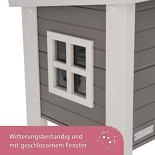 Kerbl Kitty Habitat Shed Kennel Eco Cat House, 57cm x 45cm x 43 cm, grigio / bianco : Amazon.it: Prodotti per animali domestici