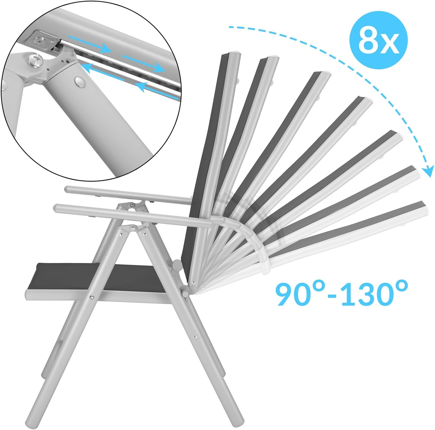 Casaria® Gartenmöbel Set 8 Stühle mit Tisch 190x90cm Aluminium Sicherheitsglas Wetterfest Klappbar Modern Terrasse Balkon Möbel Sitzgruppe Garnitur Bern