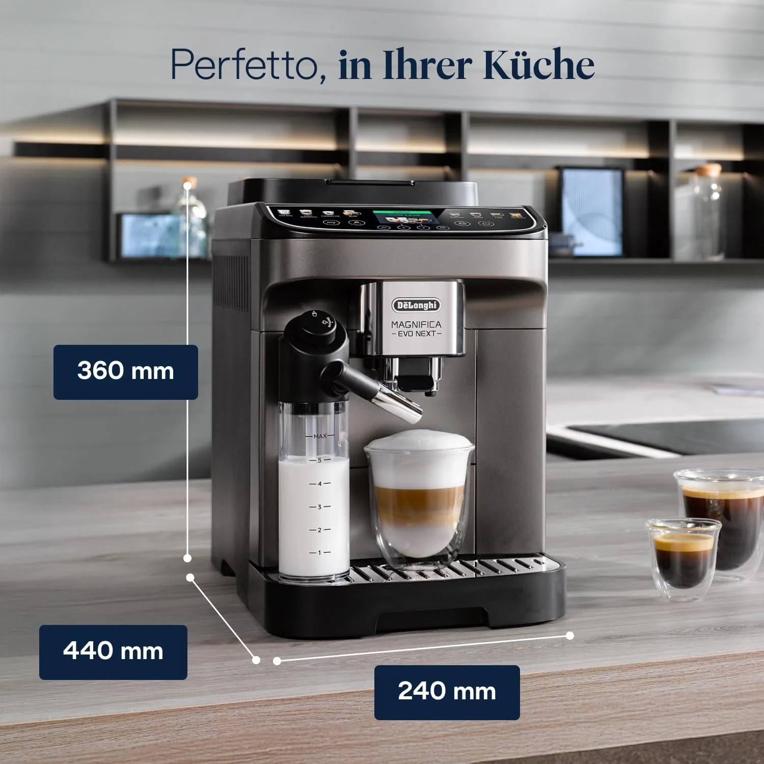 De'Longhi Magnifica Evo ECAM312.80.TB Kaffeevollautomat 1,8L – 13 Getränke, LatteCrema, Touch, Titan Schwarz