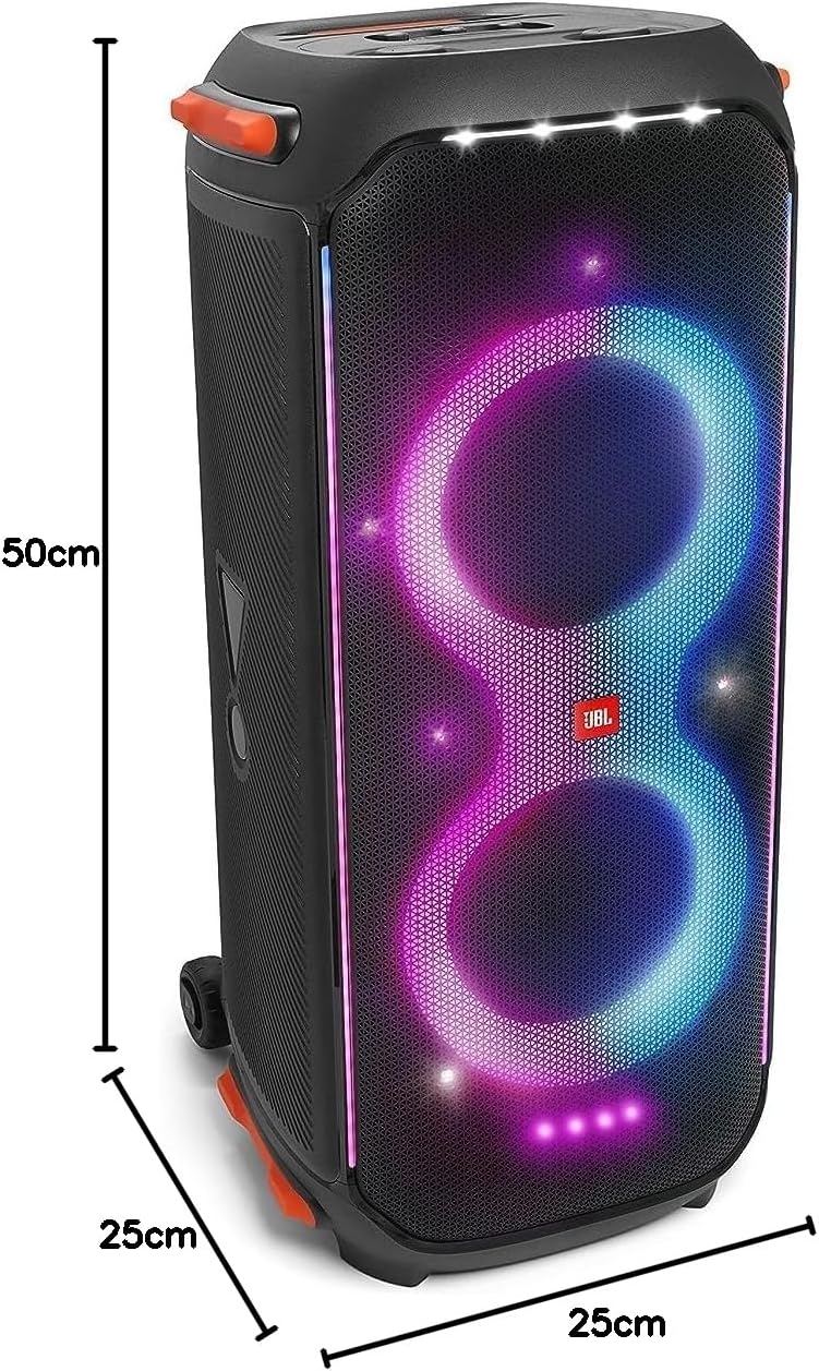 JBL PartyBox 710 - Schwarz �C Trag - und rollbarer Bluetooth Party-Lautsprecher mit Lichteffekten �C Spritzwassergesch��tzte, mobile Musikbox