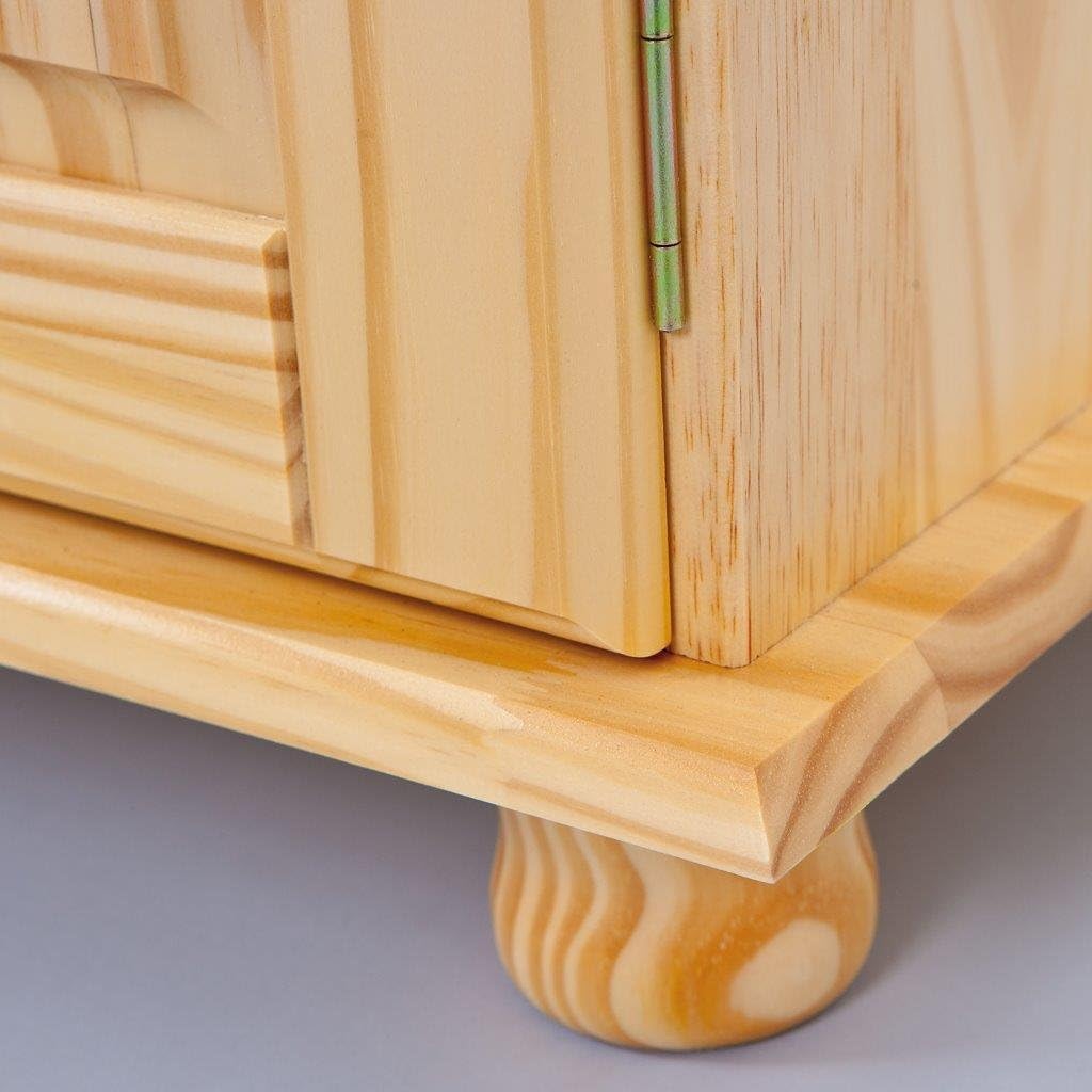 Inter Link – Landhausstil Kommode – Sideboard – Sideboard Buffet – Landhausstil – Beistellschrank - Kiefer massiv – 3 Türen – 3 Schubladen – Natur lackiert - Abaco, Naturbelassen