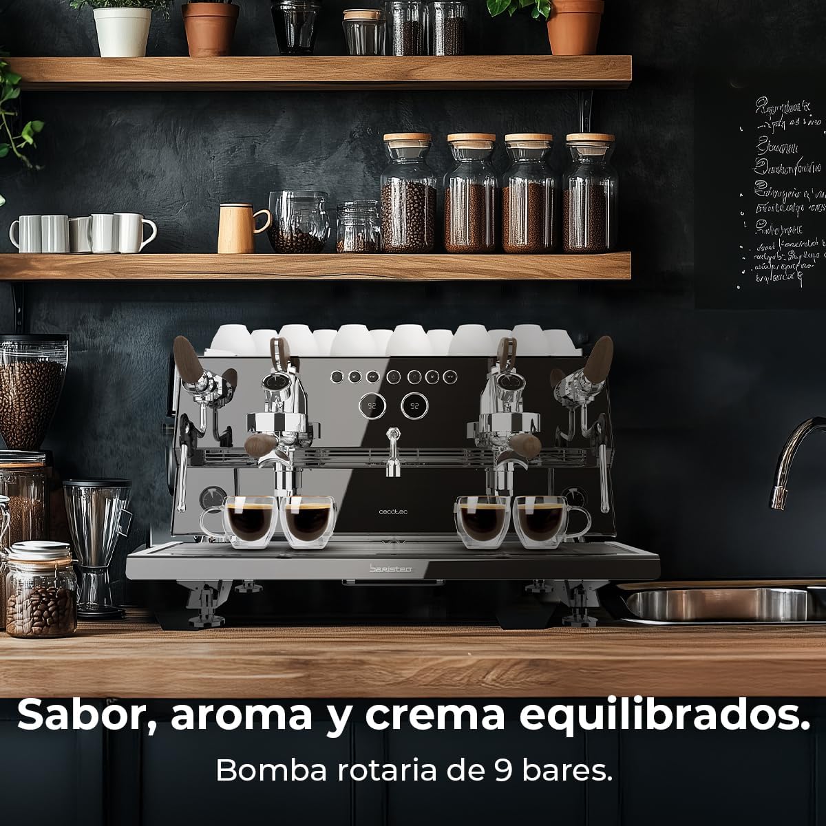 Cecotec Espresso-Kaffeemaschine Barista Baristeo Intima, professionelle Barista-Espressomaschine, Vorbrüh-System, 15 Bar Pumpe, einfaches Befüllen, 1,7L Wassertank und Tassenwärmer