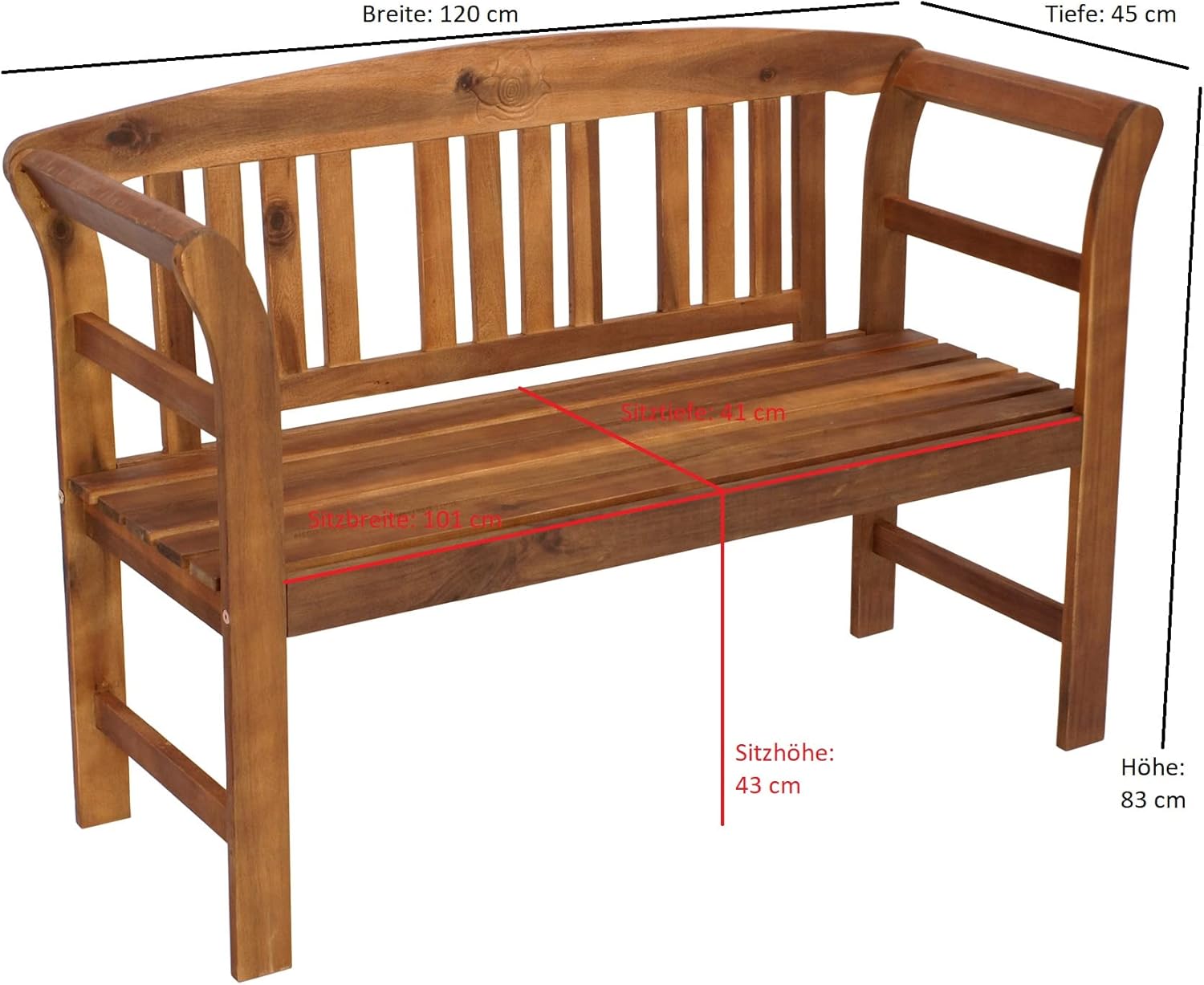 DEGAMO Landhausbank Gartenbank Rosario aus Akazienholz geölt, 2-sitzig 120cm, FSC®-Zertifiziert