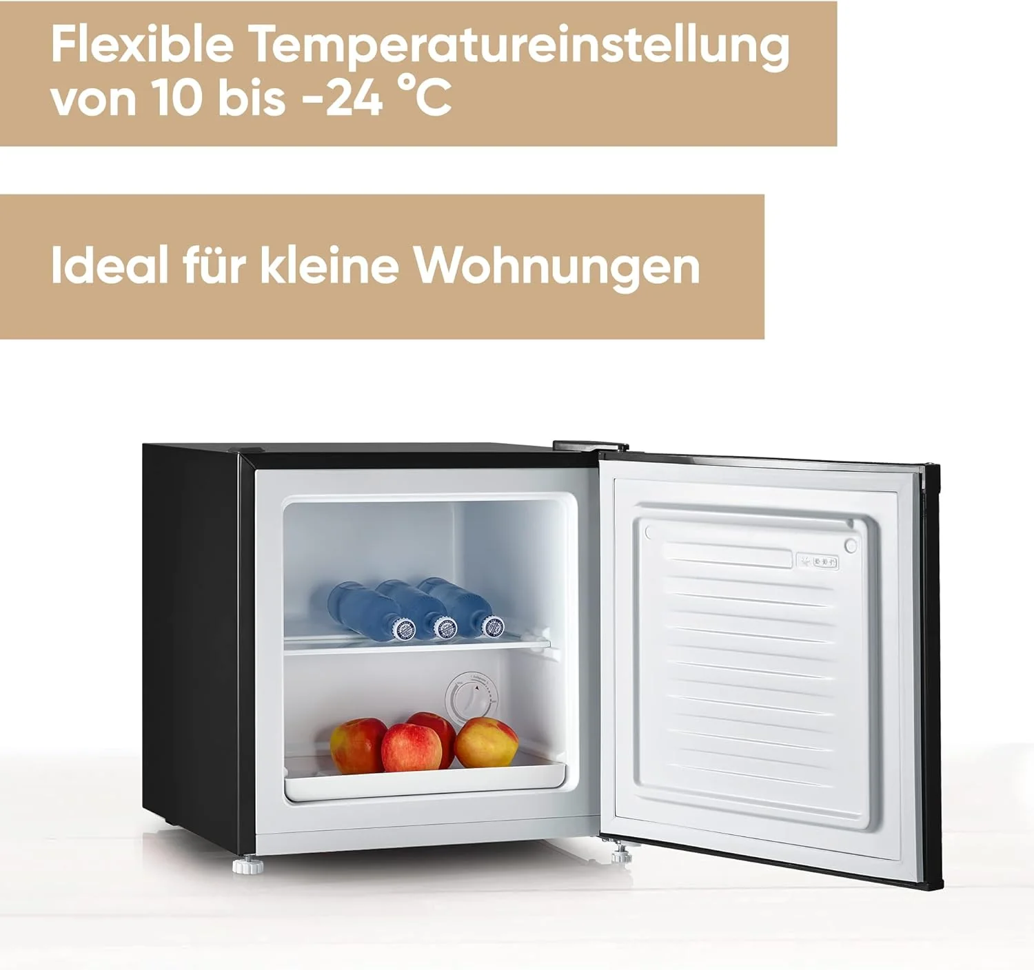 SEVERIN Retro minikoelkast met vriesvak (31 l), kleine vriezer, minikoelkast met flexibele temperatuurregeling, tafelmodel koelkast, zwart, GB 8880