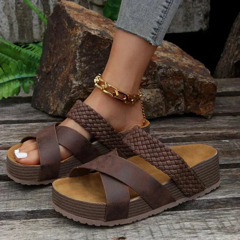 Orthop?dische Sandalen f��r Damen mit ergonomischem Fu?bett und verstellbaren Riemen �C Bequeme Plateau Sommerschuhe f��r den Alltag