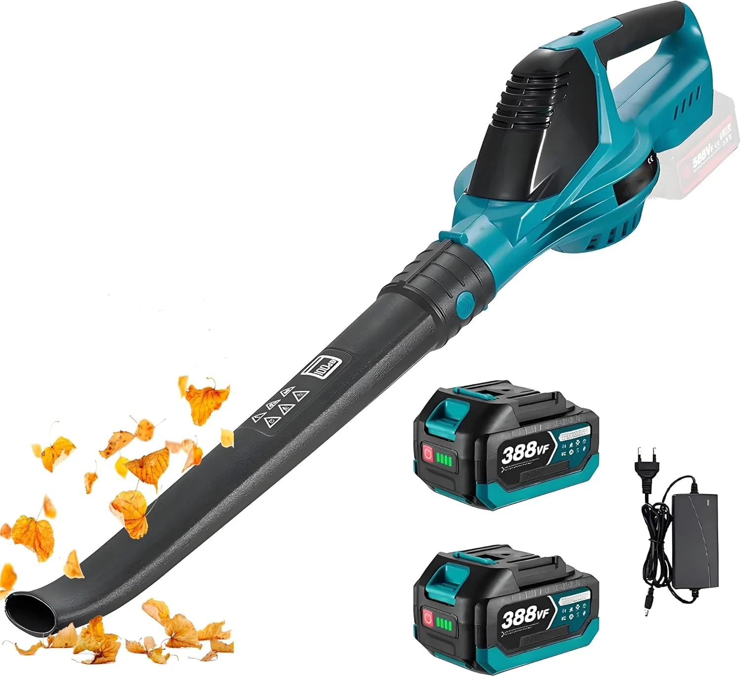 Bladblazer op accu voor Makita 18V-accu, blaassnelheid 219 km/u, 5 snelheden, 28000 tpm borstelloze krachtige bladblazer (zwart met 2 accu's)